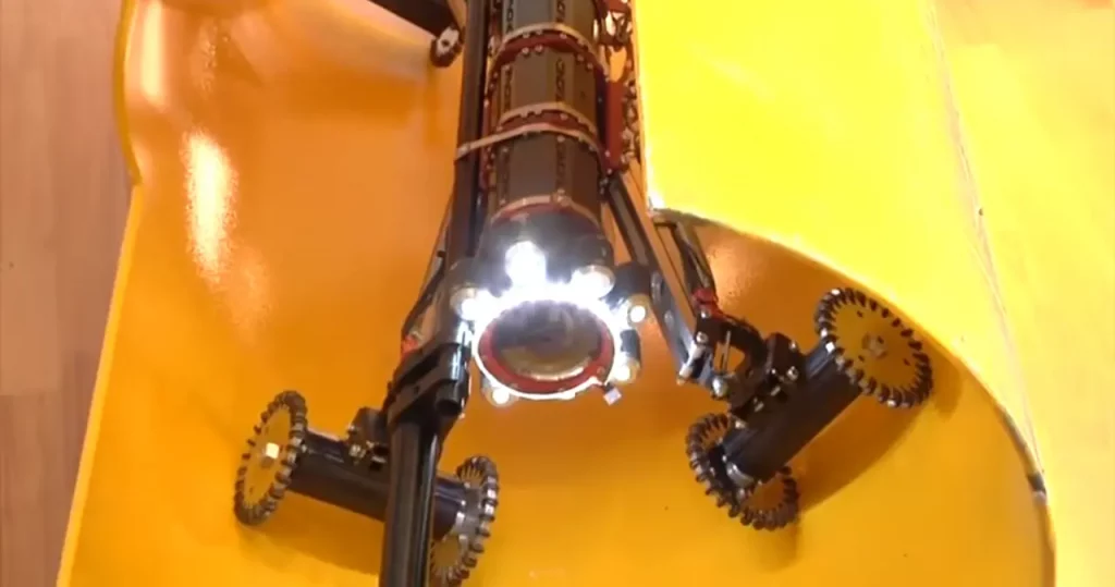 Pipeline inspection robot inside of a pipe